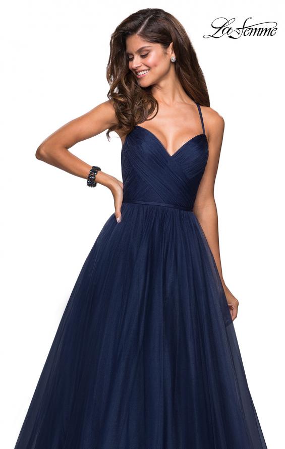 Picture of: Simple Tulle Prom Dress with Sweetheart Neckline in Navy, Style: 27535, Detail Picture 1
