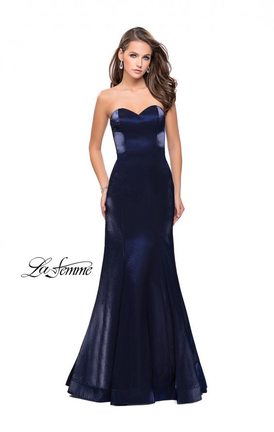 Picture of: Strapless Long Mermaid Prom Dress in Two Tone Satin in Navy, Style: 25383, Detail Picture 2