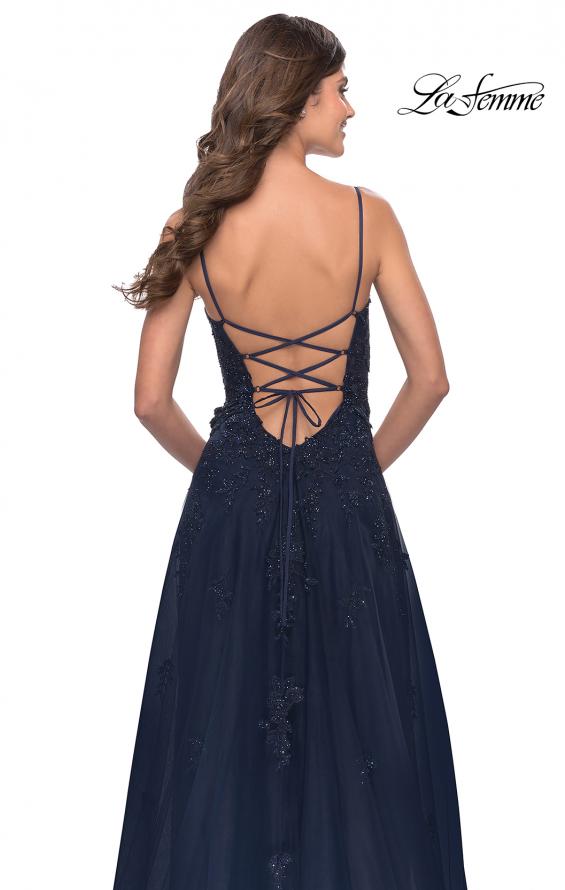 Picture of: Charming Tulle and Lace Gown with Illusion Bodice in Navy, Style: 31381, Detail Picture 7