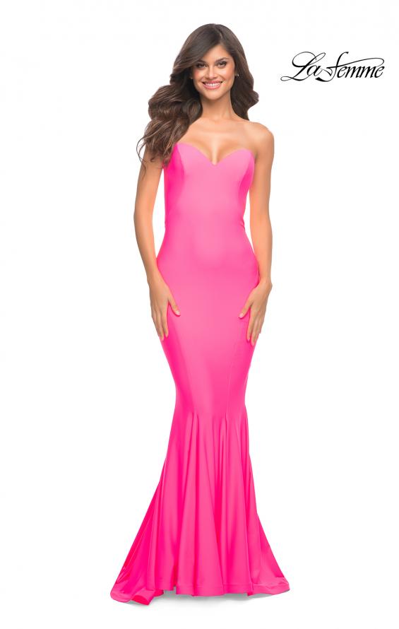 Picture of: Neon Pink Chic Jersey Gown with Sweetheart Neckline in Pink, Style: 30648, Main Picture