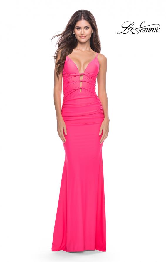 Picture of: Modern Jersey Dress with Twist Band Details in Neon in Neon Pink, Style: 31439, Main Picture