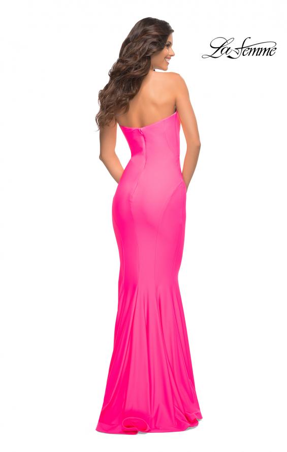 Picture of: Neon Pink Chic Jersey Gown with Sweetheart Neckline in Pink, Style: 30648, Back Picture