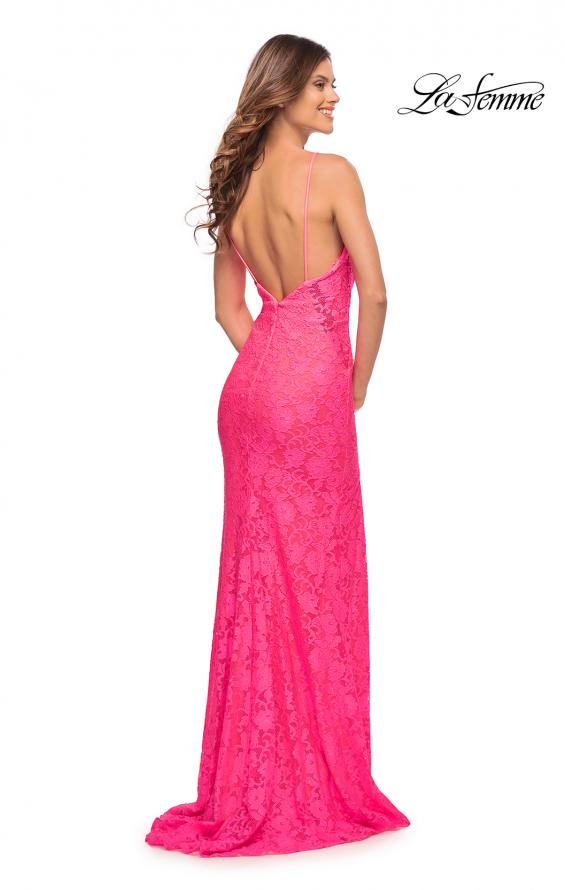 Picture of: Gorgeous Neon Pink Tulle and Lace Mermaid Gown in Neon Pink, Style: 30676, Back Picture