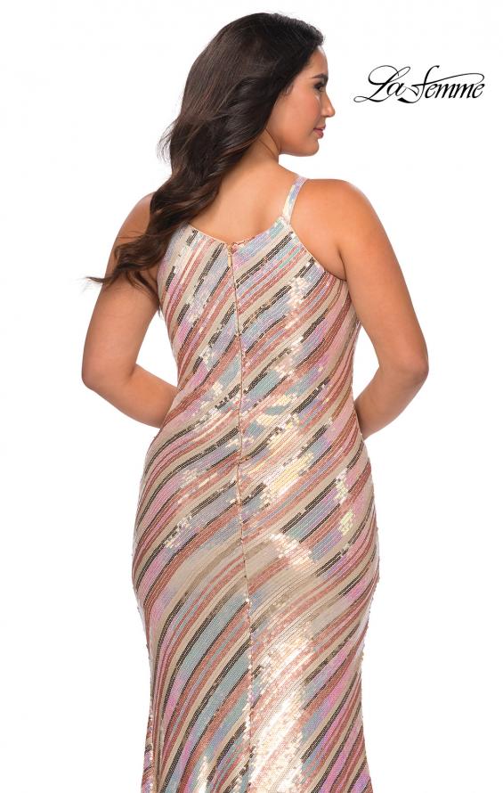 Picture of: Multi Colored Plus Size Sequin Dress with High Neckline in Nude Multi, Style: 28877, Detail Picture 3
