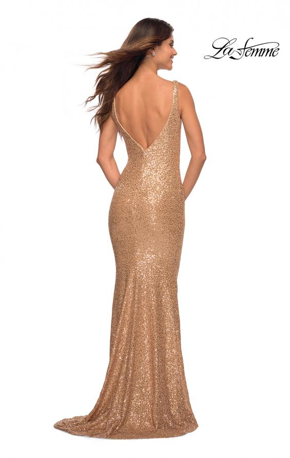 Picture of: Long Stretch Sequin Gown with Low Back in Nude, Detail Picture 8