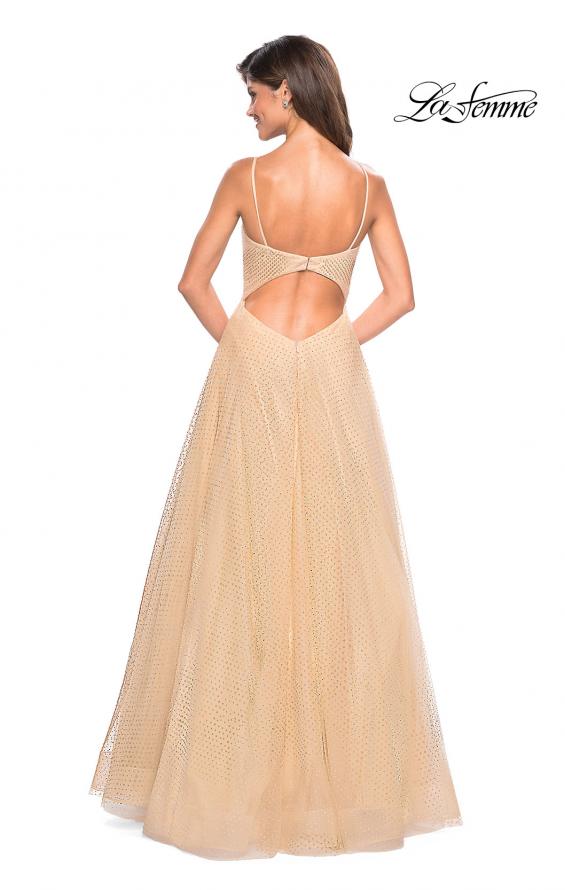 Picture of: Rhinestone A-Line Tulle Prom Dress in Nude, Style: 27608, Back Picture