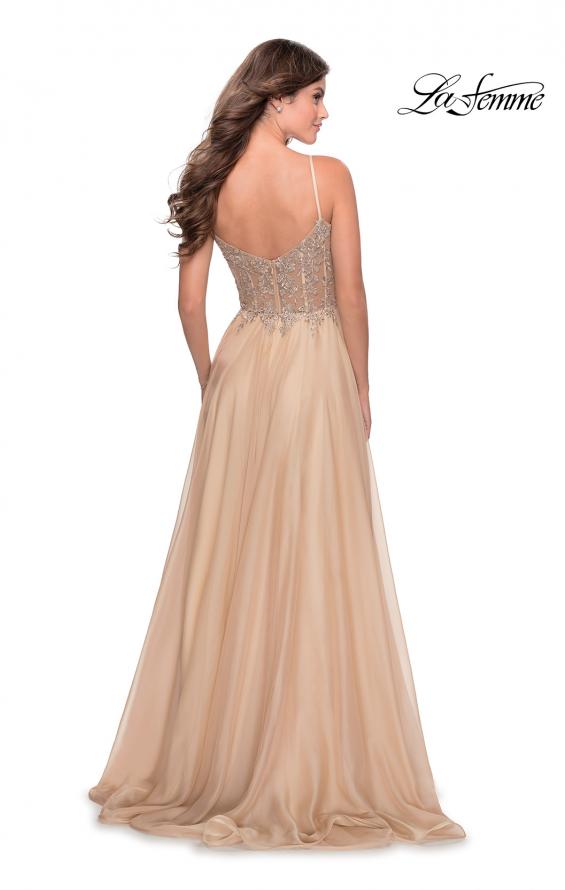 Picture of: A-line Gown with Sheer Floral Embellished Bodice in Nude, Style: 28543, Detail Picture 2