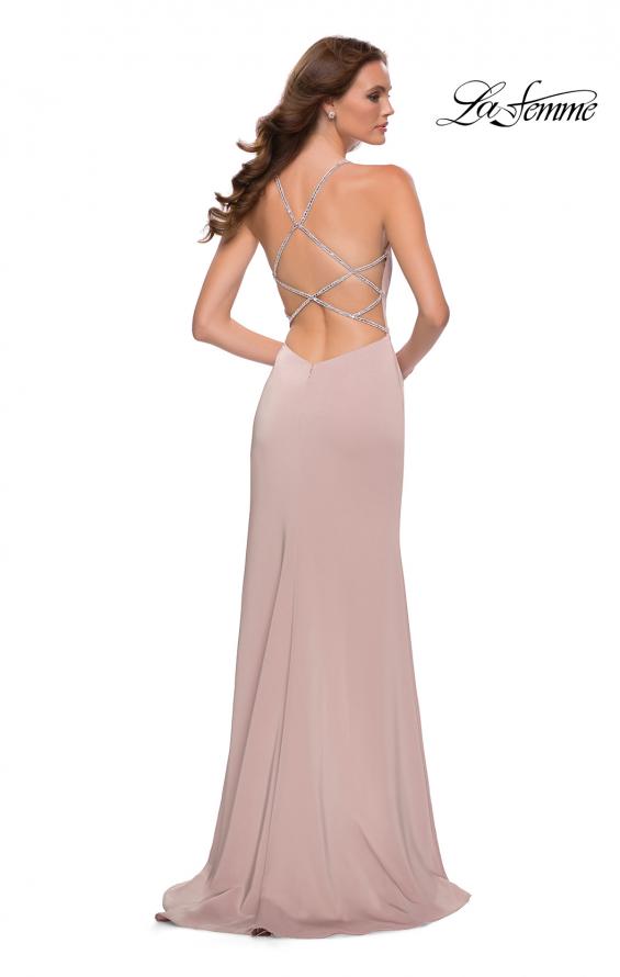 Picture of: Jersey Dress with Beaded Rhinestone Straps in Nude, Style 29720, Detail Picture 2
