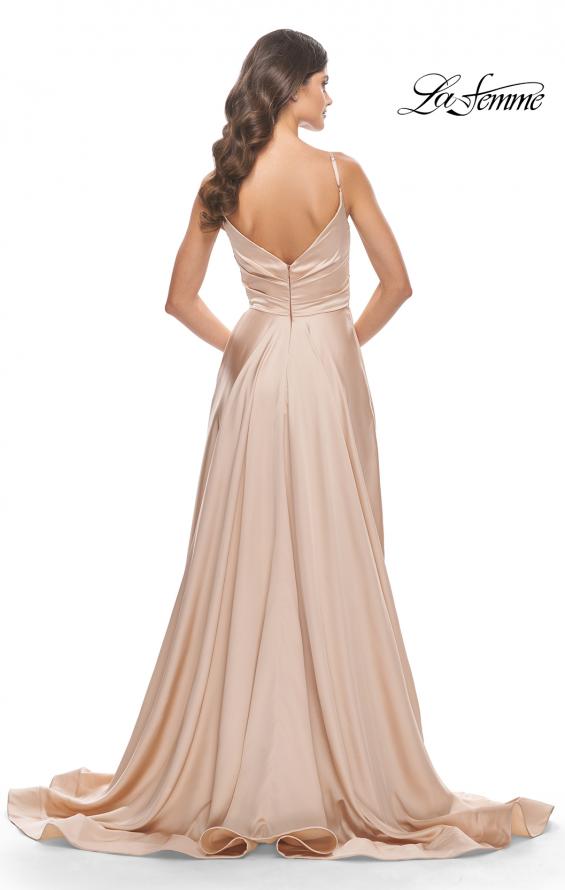 Picture of: A-Line Satin Gown with Ruched Bodice and V Neck in Nude, Style: 31505, Detail Picture 4