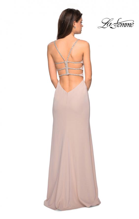 Picture of: Simple Long Prom Dress with Strappy Beaded Back in Nude, Style: 27089, Detail Picture 2