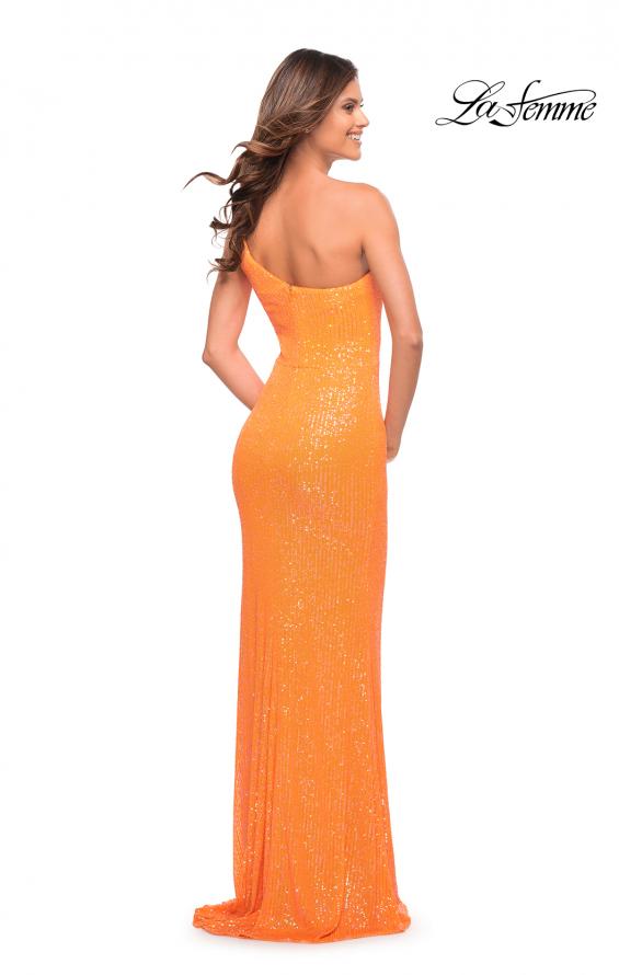 Picture of: Bright Simple One Shoulder Long Sequin Evening Gown in Orange, Style: 30618, Detail Picture 13