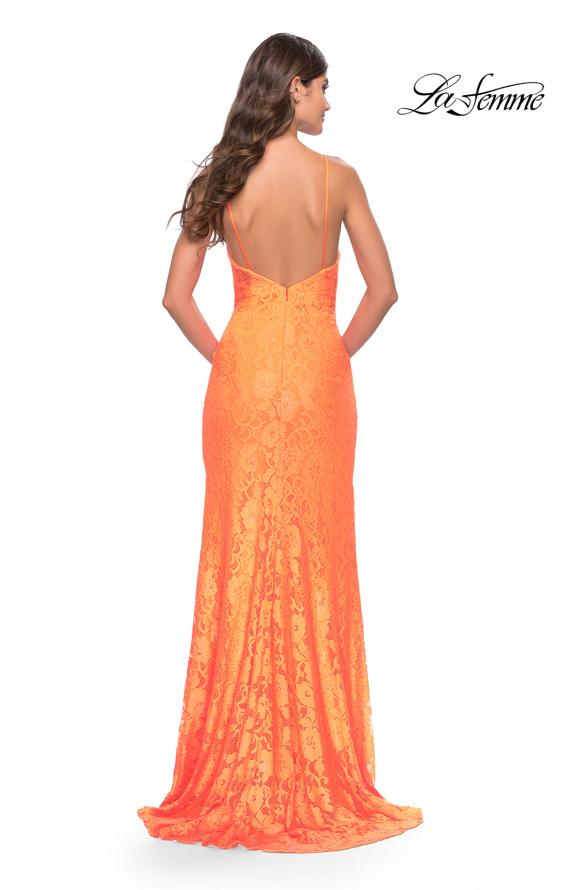 Picture of: Gorgeous Neon Lace Stretch Gown in Orange, Style: 31513, Detail Picture 2