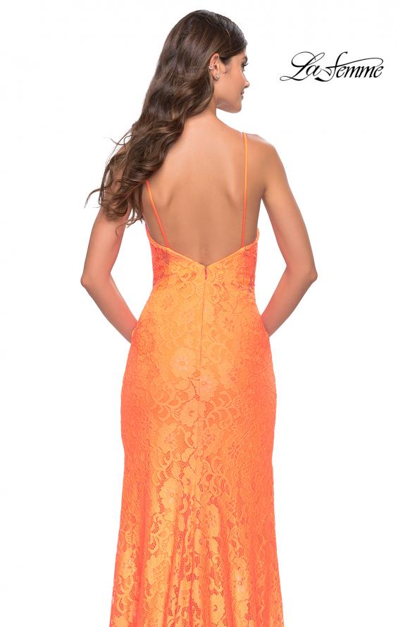 Picture of: Gorgeous Neon Lace Stretch Gown in Orange, Style: 31513, Detail Picture 6