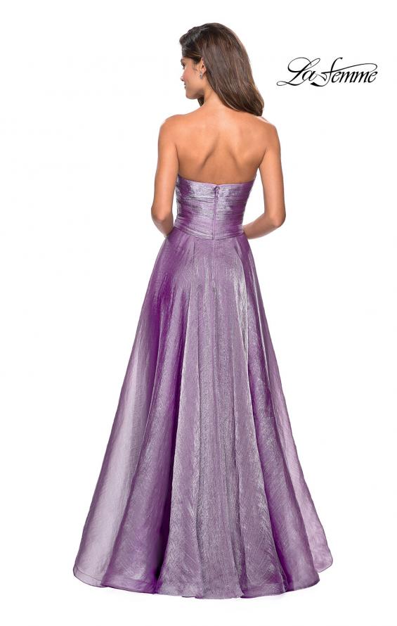 Picture of: Strapless Chiffon Dress with Criss Cross Bodice Detail in Orchid, Style: 27515, Back Picture