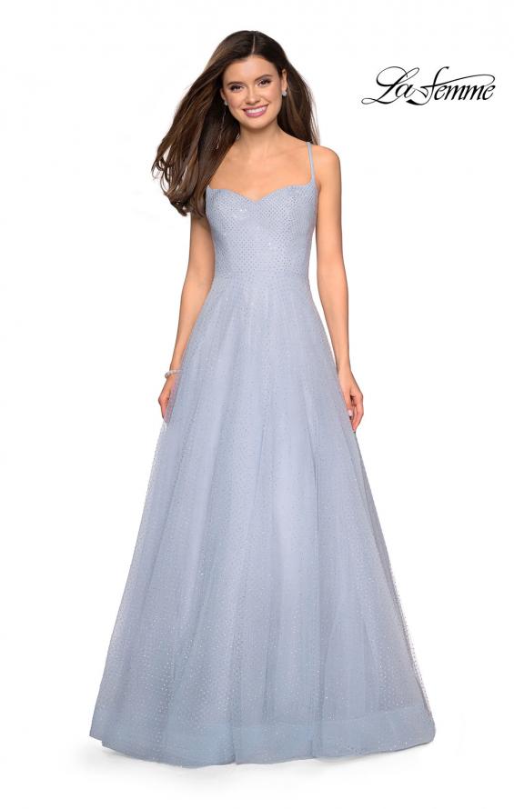 Picture of: Rhinestone A-Line Tulle Prom Dress in Pale Blue, Style: 27608, Detail Picture 1
