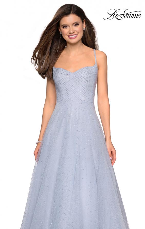 Picture of: Rhinestone A-Line Tulle Prom Dress in Pale Blue, Style: 27608, Detail Picture 4
