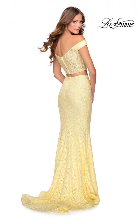 Picture of: Two Piece Off the Shoulder Sequin Lace Prom Dress in Pale Yellow, Style: 28565, Main Picture