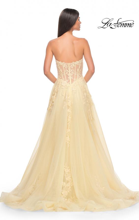 Picture of: Sweetheart Strapless Gown with Beautiful Lace Applique in Pale Yellow, Style: 32082, Detail Picture 8