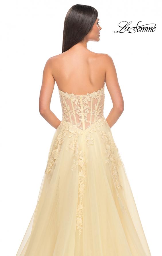 Picture of: Sweetheart Strapless Gown with Beautiful Lace Applique in Pale Yellow, Style: 32082, Detail Picture 11