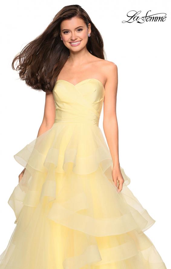 Picture of: Floor Length Strapless Tulle Ball Gown in Pale Yellow, Style: 27249, Detail Picture 4