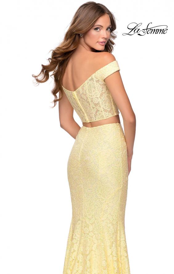 Picture of: Two Piece Off the Shoulder Sequin Lace Prom Dress in Pale Yellow, Style: 28565, Detail Picture 5