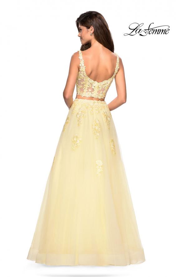 Picture of: Two Piece Floor Length Prom Dress with Lace Detail in Pale Yellow, Style: 27489, Detail Picture 6