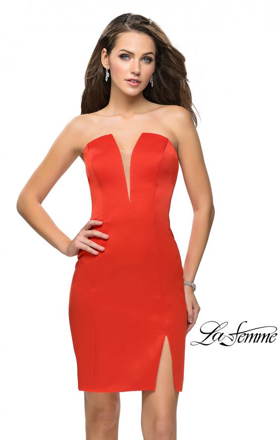 Picture of: Simple Satin Sweetheart Homecoming Dress in Papaya, Style: 26629, Main Picture