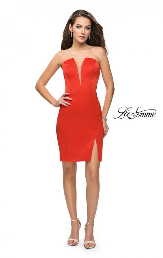 Picture of: Simple Satin Sweetheart Homecoming Dress in Papaya, Style: 26629, Detail Picture 3