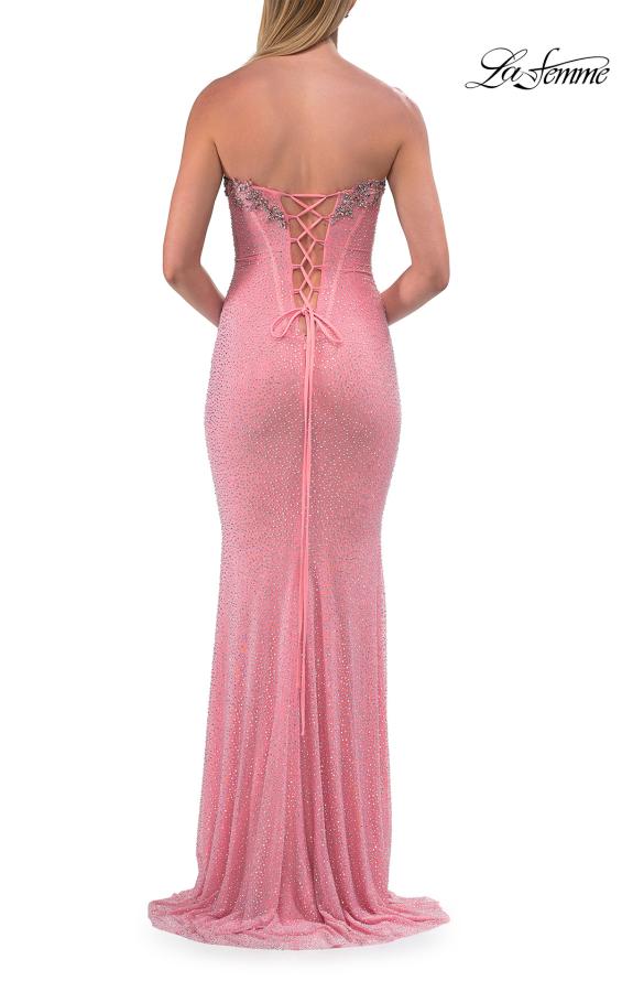 Picture of: Strapless Embellished Corset Gown with Lace-Up Back in Peach, Style: 33738, Detail Picture 14