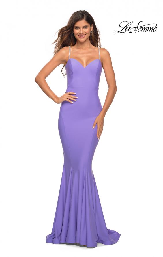 Picture of: Rhinestone Diamond Strap Chic Jersey Dress in Periwinkle, Main Picture