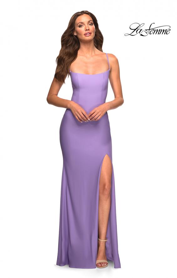 Picture of: Long Prom Dress in Luxurious Jersey with Slit in Purple, Style: 30436, Detail Picture 8