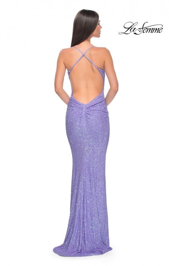 Picture of: Chic Soft Sequin Stretch Dress with Open Back in Periwinkle, Style: 31429, Back Picture