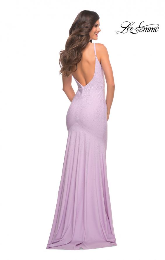 Picture of: Jewel Embellished Long Jersey Gown with Train in Purple, Style: 30563, Detail Picture 3
