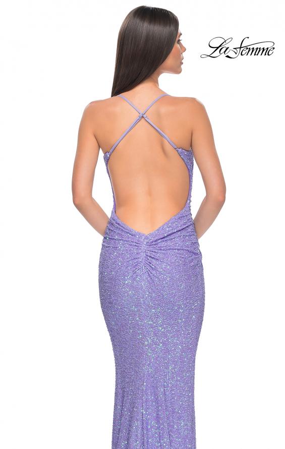 Picture of: Chic Soft Sequin Stretch Dress with Open Back in Periwinkle, Style: 31429, Detail Picture 6