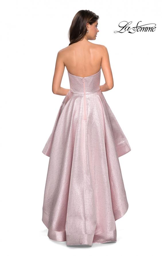 Picture of: Metallic High-Low Strapless Dress with Pockets in Pink, Style: 27783, Back Picture