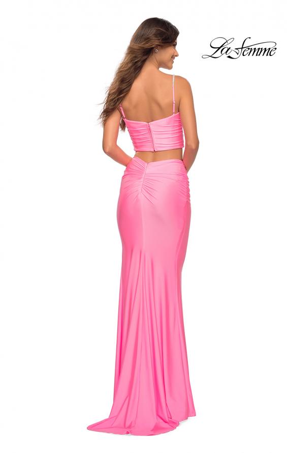 Picture of: Two Piece Dress with Rhinestone Diamond Straps in Pink, Back Picture