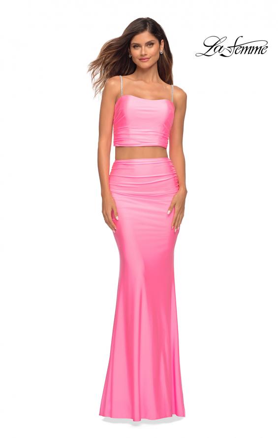 Picture of: Two Piece Dress with Rhinestone Diamond Straps in Pink, Detail Picture 4