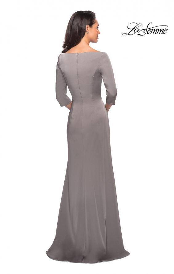 Picture of: Classic Long Dress with Three Quarter Sleeves in Platinum, Style: 25148, Back Picture