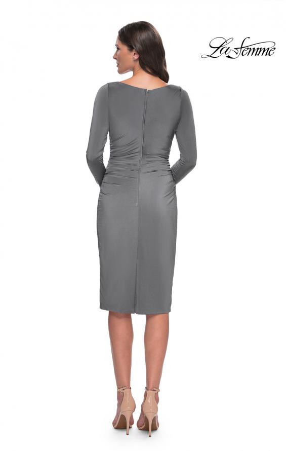 Picture of: Short Simple Jersey Dress with Flattering Ruching in Platinum, Style: 31015, Back Picture