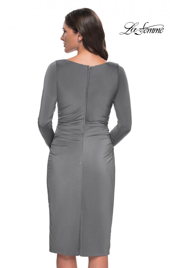 Picture of: Short Simple Jersey Dress with Flattering Ruching in Platinum, Style: 31015, Detail Picture 6