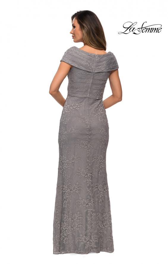 Picture of: Lace Off The Shoulder Cap Sleeve Evening Dress in Platinum, Style: 27982, Detail Picture 7