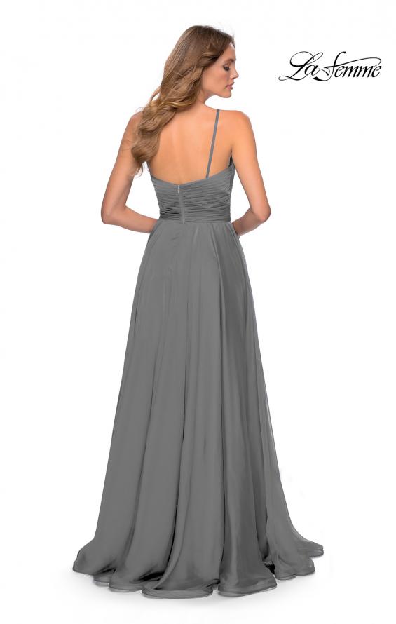 Picture of: Chiffon Prom Dress with Pleated Bodice and Pockets in Platinum, Style: 28611, Detail Picture 9