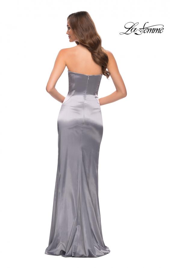 Picture of: Simply Chic Strapless Stretch Satin Long Gown in Platinum, Style 29807, Detail Picture 7