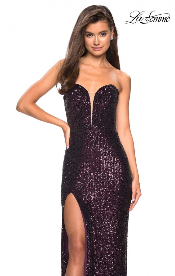 Picture of: Sultry sequin Dress with Sweetheart Strapless Top in Plum, Style: 27670, Detail Picture 1