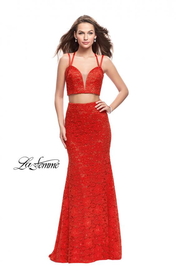 Picture of: Two Piece Mermaid Dress with Beading and Lace in Poppy Red, Style: 25771, Main Picture