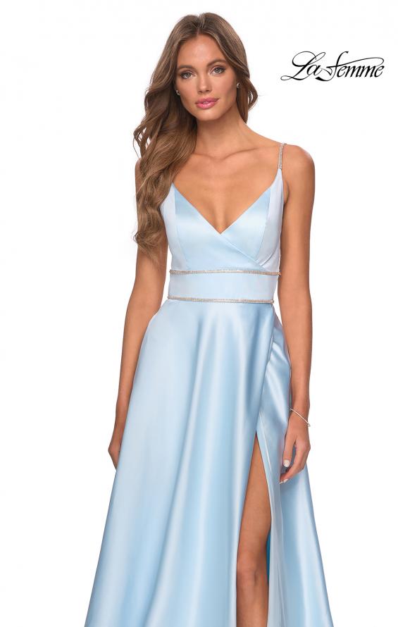 Picture of: A-line Gown with Double Rhinestone Belt Detail in Powder Blue, Style: 28385, Detail Picture 8