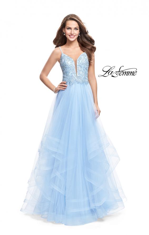 Picture of: Ball Gown with Tulle Skirt and Lace Beading in Powder Blue, Style: 25762, Detail Picture 1
