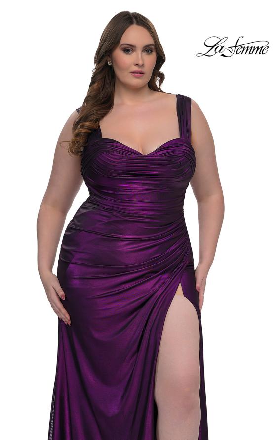 Picture of: Metallic Curve Dress with Flattering Ruching in Purple , Style: 32991, Detail Picture 15