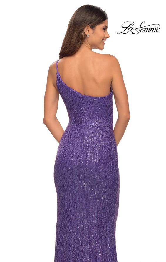 Picture of: Bright Simple One Shoulder Long Sequin Evening Gown in Purple, Detail Picture 7