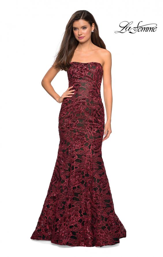 Picture of: Long Mermaid Lace Prom Dress with Beading in Red Black, Style: 27178, Detail Picture 1